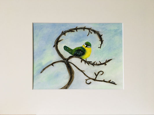 fertiggestellt 2022 - Titel: Singvogel - Acryl - 30 x 40 cm m. Passepartout - Preis 70,00 €