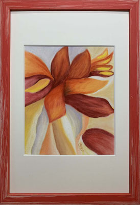 fertiggestellt 2025 - Titel: Florale Abstraktion II - Format m. Passepartout im Rahmen 23 x 33 cm - Preis 90,00 €