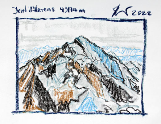 Dent d'Herens 4174 Pastellkreide auf Papier 40 x 30 cm