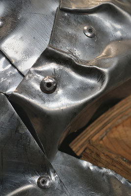 "Tête" (détail) Florian Poulin, sculpture métal et bois - 2015