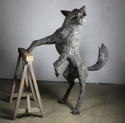 "Loup" , sculpture métal - Florian POULIN - 2020