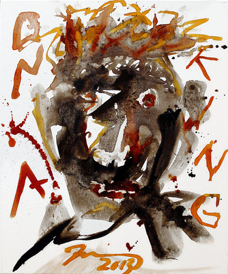 King | 2013 | Bitumen and Indian ink on canvas | 60x50cm | 23.6"x19.7"