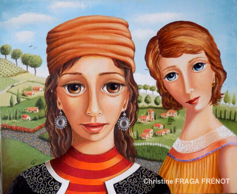 OEUVRE ORIGINALE Peinture HUILE SUR TOILE DE LIN CHRISTINE FRAGA FRENOT ART NAIF prix et disponibilités sur la page BOUTIQUE