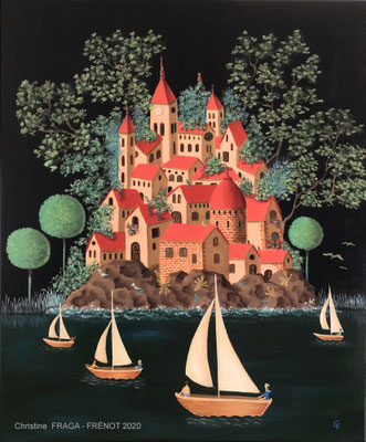 OEUVRE ORIGINALE Peinture HUILE SUR TOILE DE LIN CHRISTINE FRAGA FRENOT ART NAIF prix et disponibilités sur la page BOUTIQUE