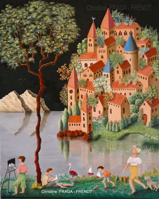 OEUVRE ORIGINALE Peinture HUILE SUR TOILE DE LIN CHRISTINE FRAGA FRENOT ART NAIF prix et disponibilités sur la page BOUTIQUE