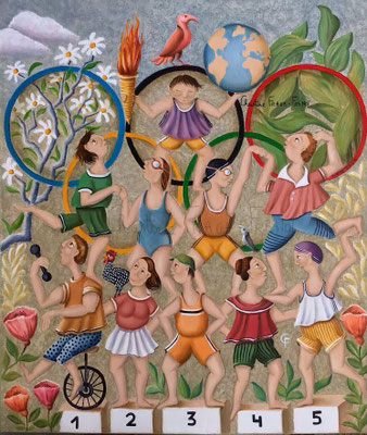 OEUVRE ORIGINALE Peinture HUILE SUR TOILE DE LIN CHRISTINE FRAGA FRENOT ART NAIF prix et disponibilités sur la page BOUTIQUE