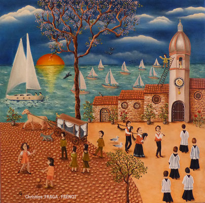 OEUVRE ORIGINALE Peinture HUILE SUR TOILE DE LIN CHRISTINE FRAGA FRENOT ART NAIF prix et disponibilités sur la page BOUTIQUE