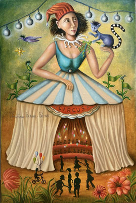OEUVRE ORIGINALE Peinture HUILE SUR TOILE DE LIN CHRISTINE FRAGA FRENOT ART NAIF prix et disponibilités sur la page BOUTIQUE