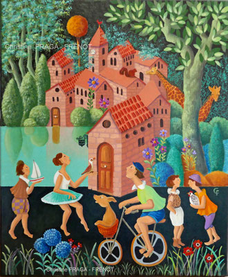 OEUVRE ORIGINALE Peinture HUILE SUR TOILE DE LIN CHRISTINE FRAGA FRENOT ART NAIF prix et disponibilités sur la page BOUTIQUE
