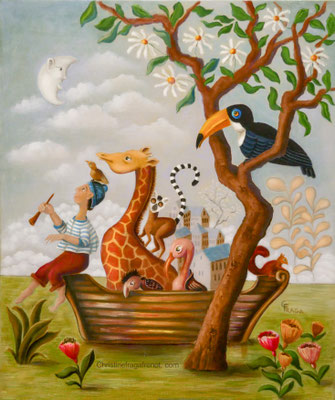 OEUVRE ORIGINALE Peinture HUILE SUR TOILE DE LIN CHRISTINE FRAGA FRENOT ART NAIF prix et disponibilités sur la page BOUTIQUE