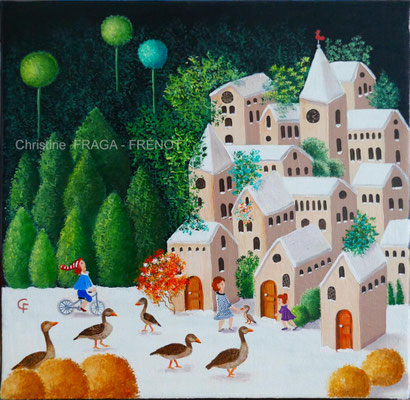 OEUVRE ORIGINALE Peinture HUILE SUR TOILE DE LIN CHRISTINE FRAGA FRENOT ART NAIF prix et disponibilités sur la page BOUTIQUE