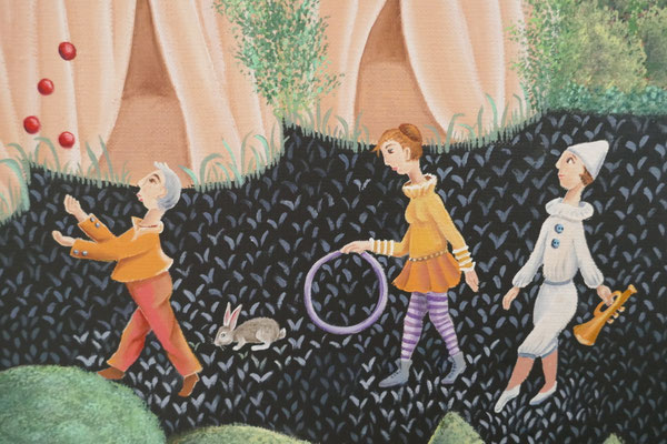 LE CIRQUE OEUVRE ORIGINALE Peinture HUILE SUR TOILE DE LIN CHRISTINE FRAGA FRENOT ART NAIF prix et disponibilités sur la page BOUTIQUE