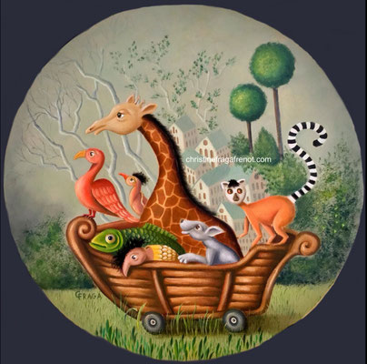 OEUVRE ORIGINALE Peinture HUILE SUR TOILE DE LIN CHRISTINE FRAGA FRENOT ART NAIF prix et disponibilités sur la page BOUTIQUE