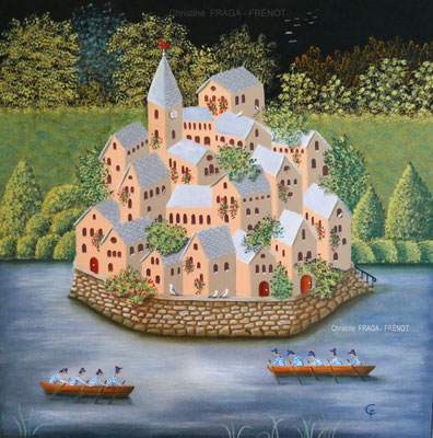 OEUVRE ORIGINALE Peinture HUILE SUR TOILE DE LIN CHRISTINE FRAGA FRENOT ART NAIF prix et disponibilités sur la page BOUTIQUE
