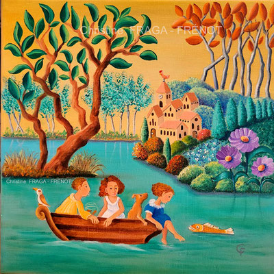 OEUVRE ORIGINALE Peinture HUILE SUR TOILE DE LIN CHRISTINE FRAGA FRENOT ART NAIF prix et disponibilités sur la page BOUTIQUE