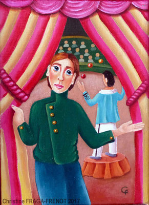LE CIRQUE OEUVRE ORIGINALE Peinture HUILE SUR TOILE DE LIN CHRISTINE FRAGA FRENOT ART NAIF prix et disponibilités sur la page BOUTIQUE