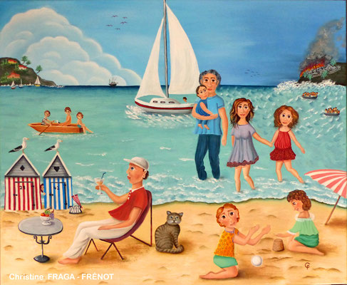 OEUVRE ORIGINALE Peinture HUILE SUR TOILE DE LIN CHRISTINE FRAGA FRENOT ART NAIF prix et disponibilités sur la page BOUTIQUE