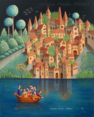 OEUVRE ORIGINALE Peinture HUILE SUR TOILE DE LIN CHRISTINE FRAGA FRENOT ART NAIF prix et disponibilités sur la page BOUTIQUE
