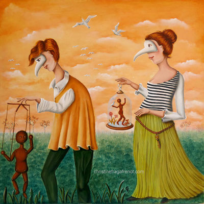 OEUVRE ORIGINALE Peinture HUILE SUR TOILE DE LIN CHRISTINE FRAGA FRENOT ART NAIF prix et disponibilités sur la page BOUTIQUE