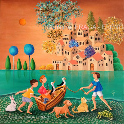 OEUVRE ORIGINALE Peinture HUILE SUR TOILE DE LIN CHRISTINE FRAGA FRENOT ART NAIF prix et disponibilités sur la page BOUTIQUE
