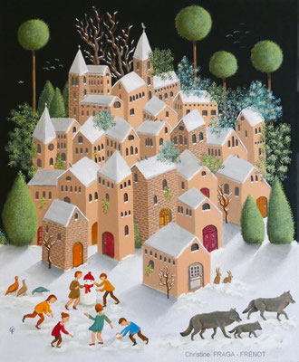 OEUVRE ORIGINALE Peinture HUILE SUR TOILE DE LIN CHRISTINE FRAGA FRENOT ART NAIF prix et disponibilités sur la page BOUTIQUE