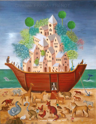 OEUVRE ORIGINALE Peinture HUILE SUR TOILE DE LIN CHRISTINE FRAGA FRENOT ART NAIF prix et disponibilités sur la page BOUTIQUE