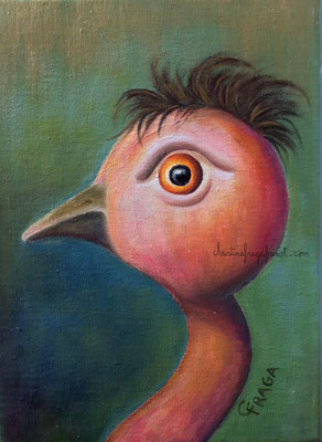 tableau peinture à l'huile sur toile 231 2F OISEAU1 CHRISTINE FRAGA FRENOT ART NAIF