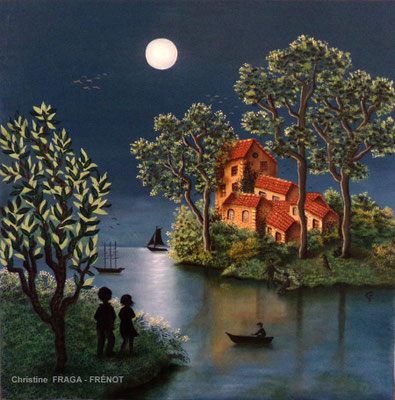 OEUVRE ORIGINALE Peinture HUILE SUR TOILE DE LIN CHRISTINE FRAGA FRENOT ART NAIF prix et disponibilités sur la page BOUTIQUE