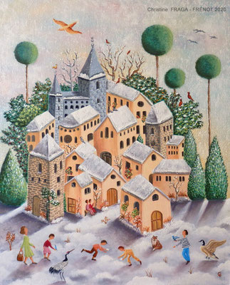 OEUVRE ORIGINALE Peinture HUILE SUR TOILE DE LIN CHRISTINE FRAGA FRENOT ART NAIF prix et disponibilités sur la page BOUTIQUE