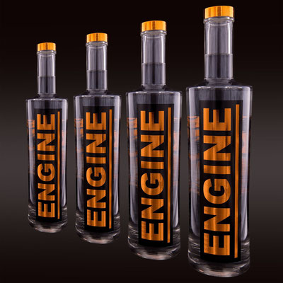 Logo-Design of the Bottle, New premium swiss Gin / ENGINE. 2014
