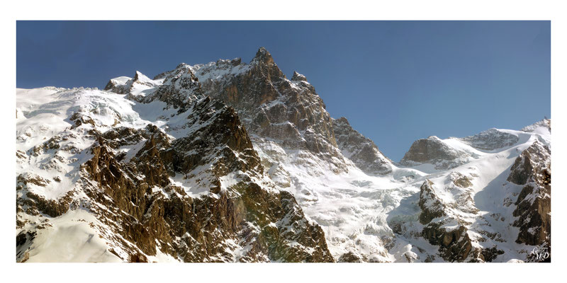 Photo de montagne panorama grand format paysage des Alpes : Dame Meije depuis la Grave, Mars 2019. Paysage de montagnes.