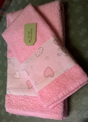 coppia asciugamani rosa