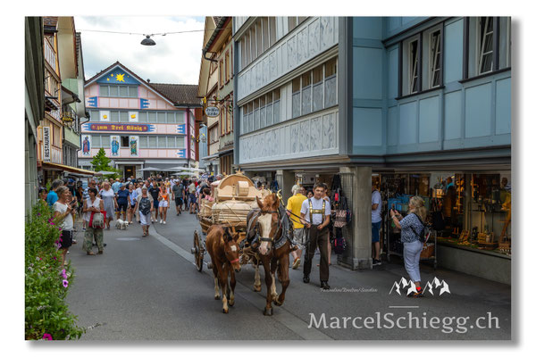 Marcel Schiegg Fotografie, Tradition, Brauchtum, Alpfahrt, Oeberefahre, Appenzell, Appenzellerland, Öberefahre, Hauptgasse, Lediwagen