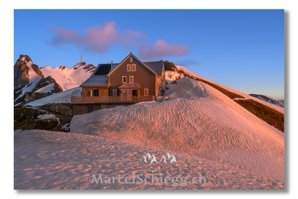 Marcel Schiegg, Marcel Schiegg Fotografie, Berggasthaus Rotsteinpass, Sonnenaufgang, Alpstein, Rotsteinpass