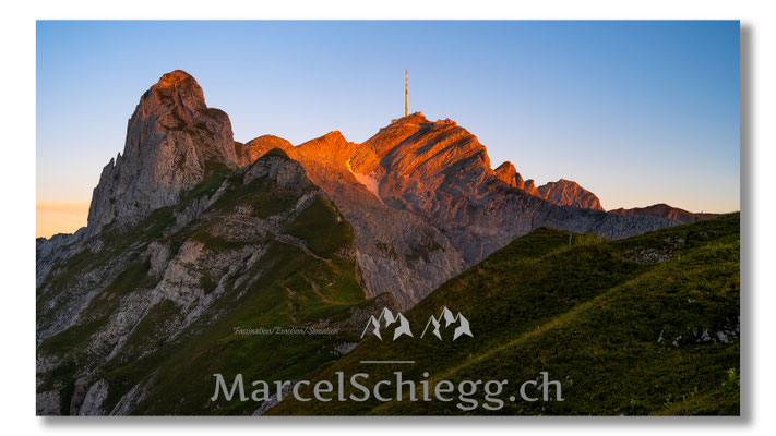 Marcel Schiegg, Marcel Schiegg Fotografie, Berggasthaus Rotsteinpass, Alter Säntis, Sonnenaufgang, Alpstein