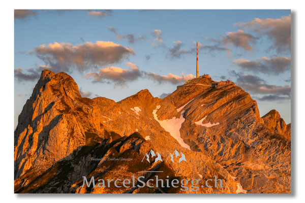 Marcel Schiegg, Marcel Schiegg Fotografie, Berggasthaus Rotsteinpass, Alter Säntis, Alpenglühen, Sonnenaufgang, Alpstein
