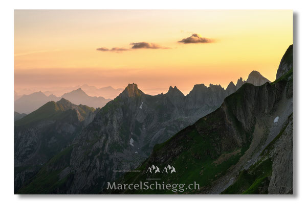 Marcel Schiegg, Marcel Schiegg Fotografie, Berggasthaus Rotsteinpass, Sonnenuntergang, Alpstein, Toggenburg