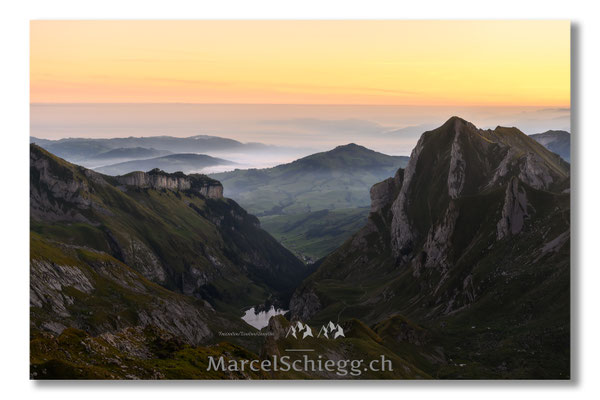 Marcel Schiegg, Marcel Schiegg Fotografie, Berggasthaus Rotsteinpass, Seealpsee, Sonnenaufgang, Alpstein