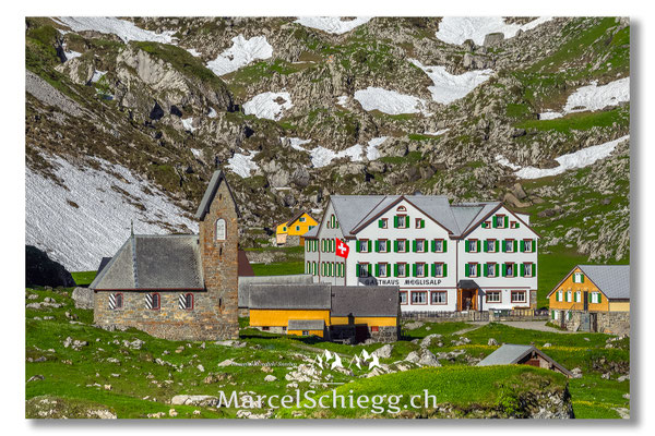 Marcel Schiegg Fotografie, Marcel Schiegg, Meglisalp, Berggasthaus Meglisalp, Kapelle Maria zum Schnee, Alpstein