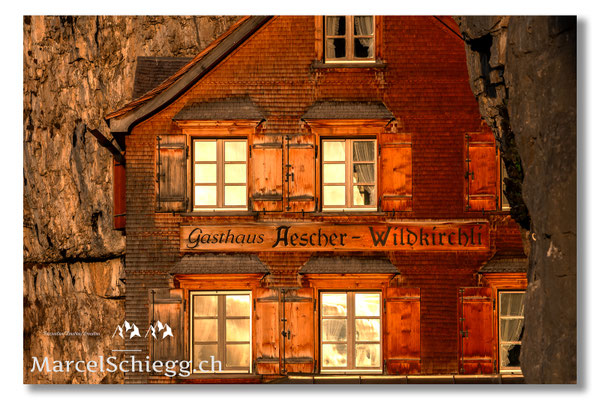 Marcel Schiegg, Marcel Schiegg Fotografie, Gasthaus Aescher, Wildkirchli, Ebenalp, Alpstein, Appenzell, Aescher