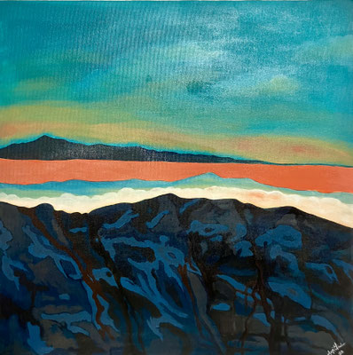 Licht in den Bergen 3, abstrakt / Acryl auf Leinwand / 60 x 60