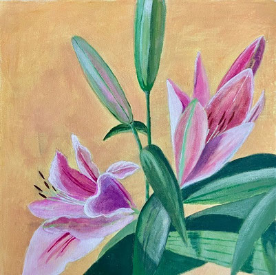 Lilien / Acryl auf Leinwand / 30 x 30