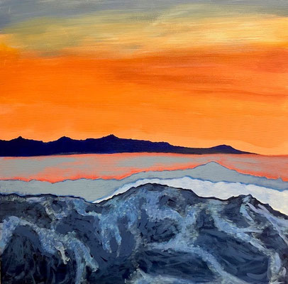 Licht in den Bergen 1, abstrakt / Acryl auf Leinwand / 60 x 60