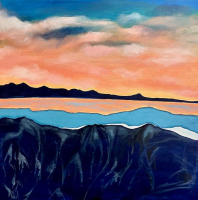Licht in den Bergen 2, abstrakt / Acryl auf Leinwand / 60 x 60