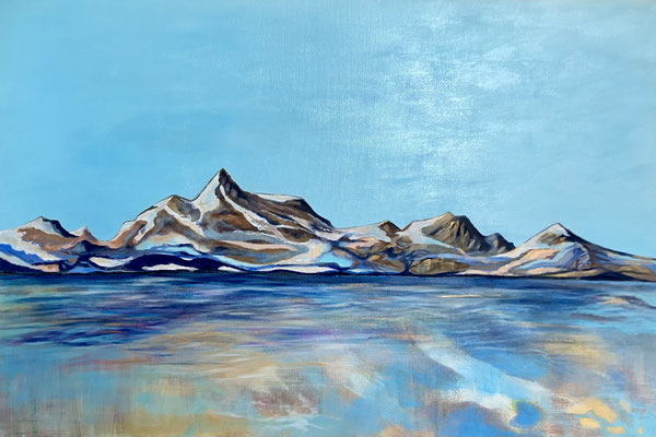 Farbspiel im Wasser / Acryl auf Leinwand / 1.20 x 80