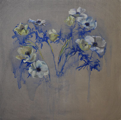 Anemones, huile sur toile 2021, 60 x 60 cm