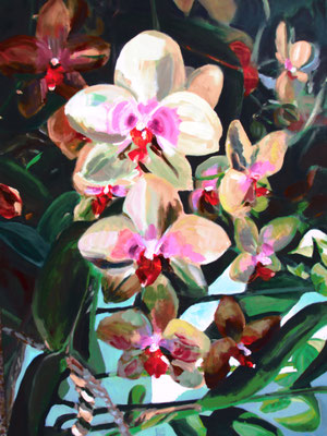 Orchidee in serre; 60x80 cm (linnen)