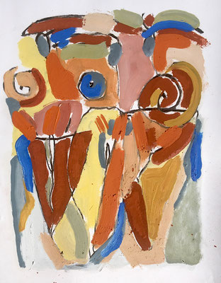 HUILE SUR PAPIER ST 40X50 2016 Philmari ROJOUAN Artiste peintre Nantes