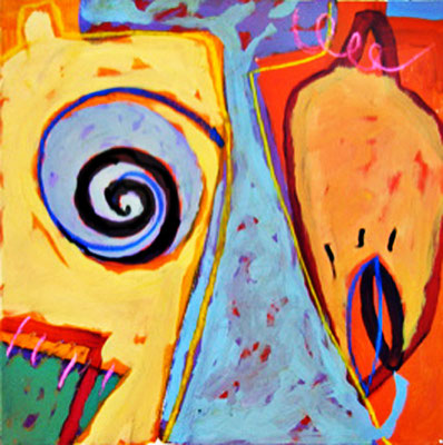 HUILE SUR TOILE ST 80X80 2007 Philmari ROJOUAN Artiste peintre Nantes