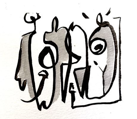 ENCRE DE CHINE ST 30X30 2008 Philmari ROJOUAN Artiste peintre